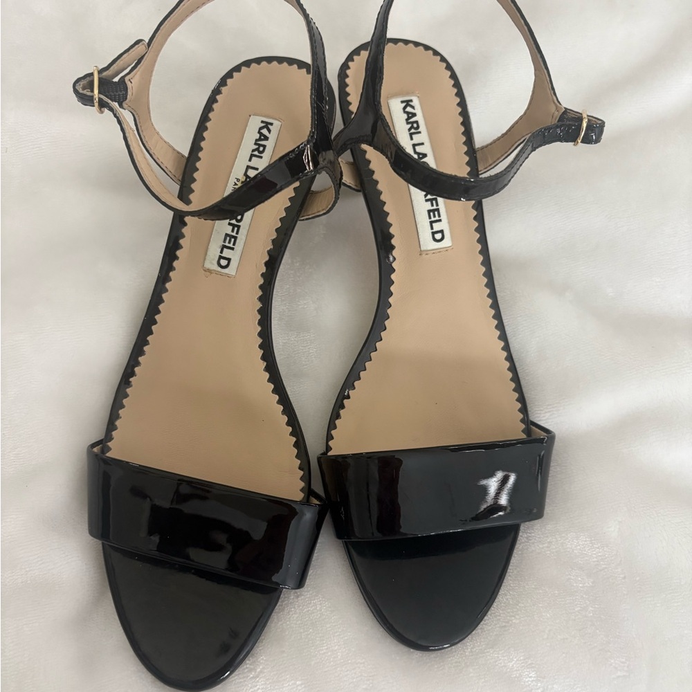 Karl Lagerfeld Glossy Black Sandals